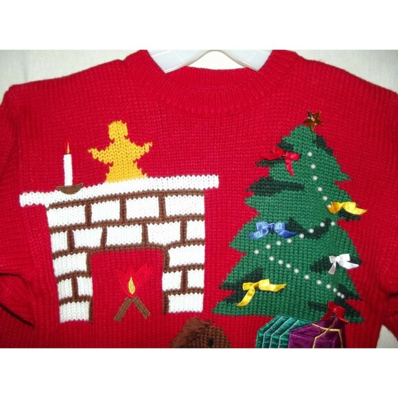 Hasting & Smith Sweater Womens Size Medium Red Christmas embellished pearls m - Picture 2 of 10
